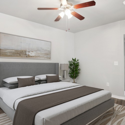 Bedroom with natural lighting and high ceilings Bedroom with natural lighting and high ceilings